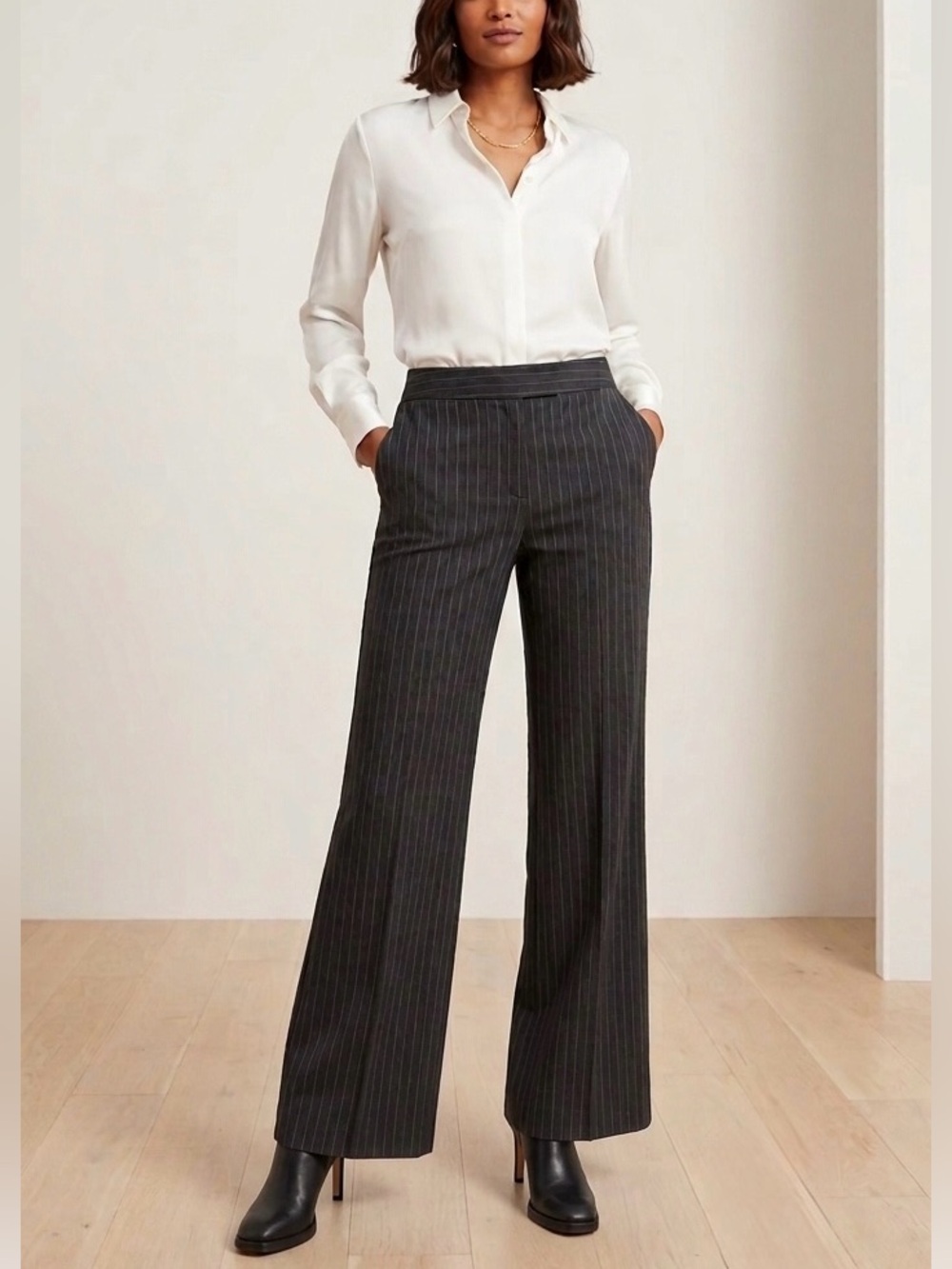 Elie Tahari Techno Stretch Pinstripe Bootcut Pants